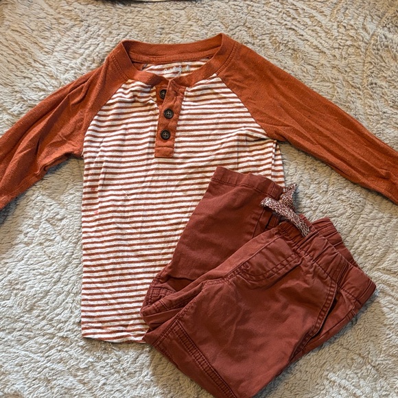 Cat & Jack Other - Cat & Jack Rust and White Striped Long Sleeve Tee 2T